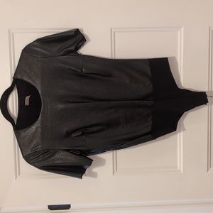 Commando short sleeve scoop neck faux leather body suit